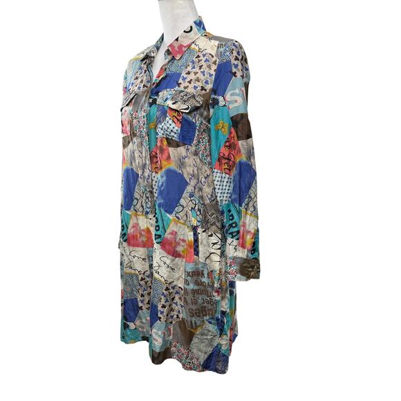 Gerard Darel Shirt Tunic Dress Size 8 Abstract Patchwork Print Silk Cotton - Picture 8 of 13